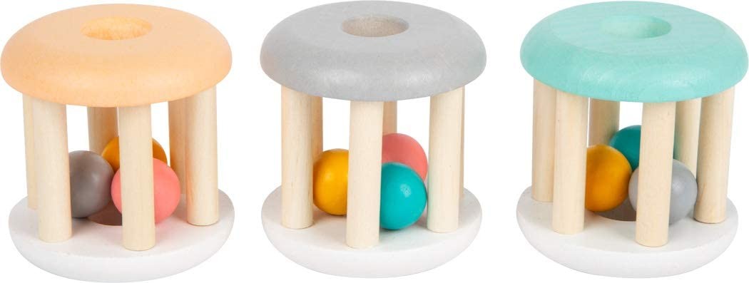 Image of Small Foot - Wooden Baby Rattle Pastel 3pcs.