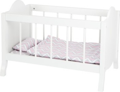small foot 11778 - Puppengitterbett mit Zubehör Holz Puppenbett weiß