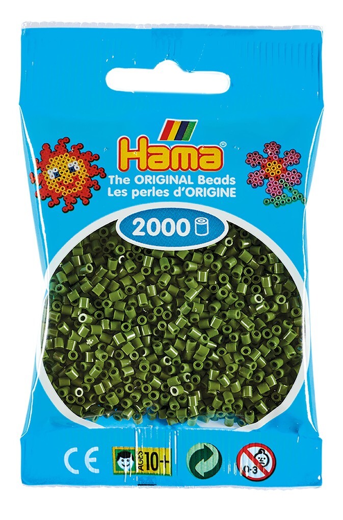 Hama 501-84 - Beutel mit Mini Bügelperlen Olive 2000 Stück