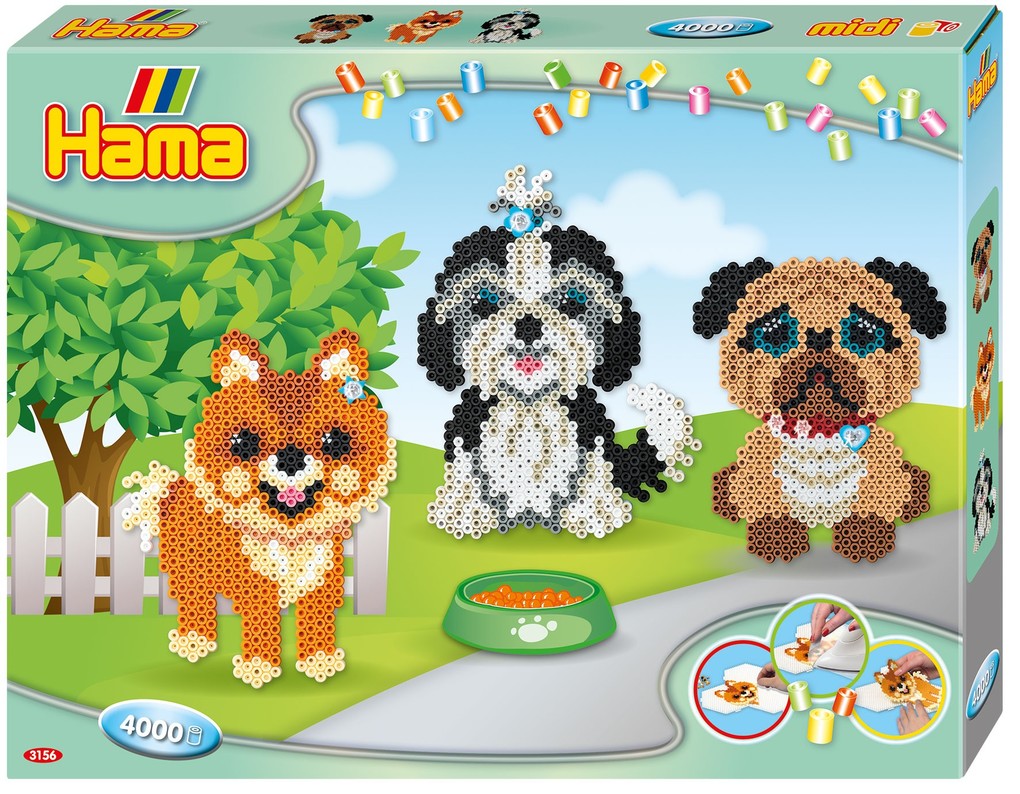 Hama 3157 - Geschenkpackung Hundefreunde Bügelperlen midi 4000 Stück