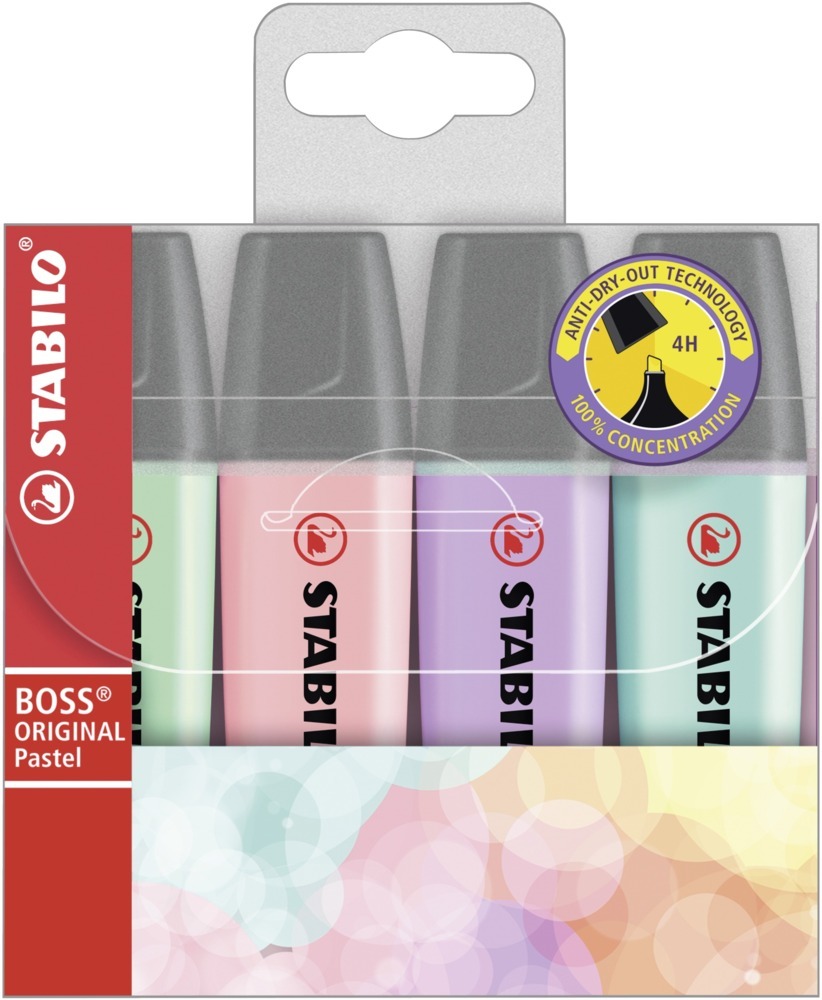 STABILO BOSS ORIGINAL evidenziatore 4 pz Punta smussata Lillà Menta Rosa Turchese