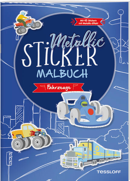 Image of Metallic-Sticker Malbuch. Fahrzeuge