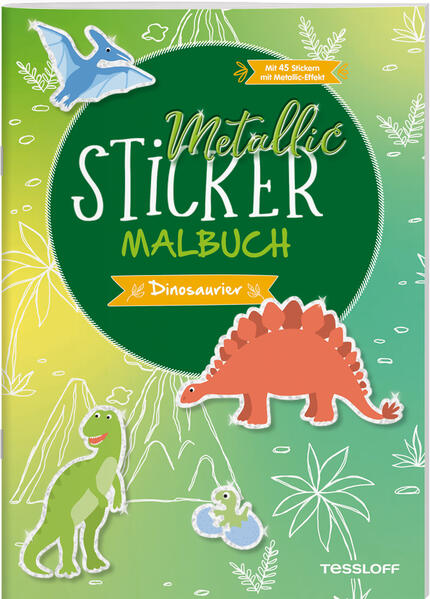 Image of Metallic-Sticker Malbuch. Dinosaurier