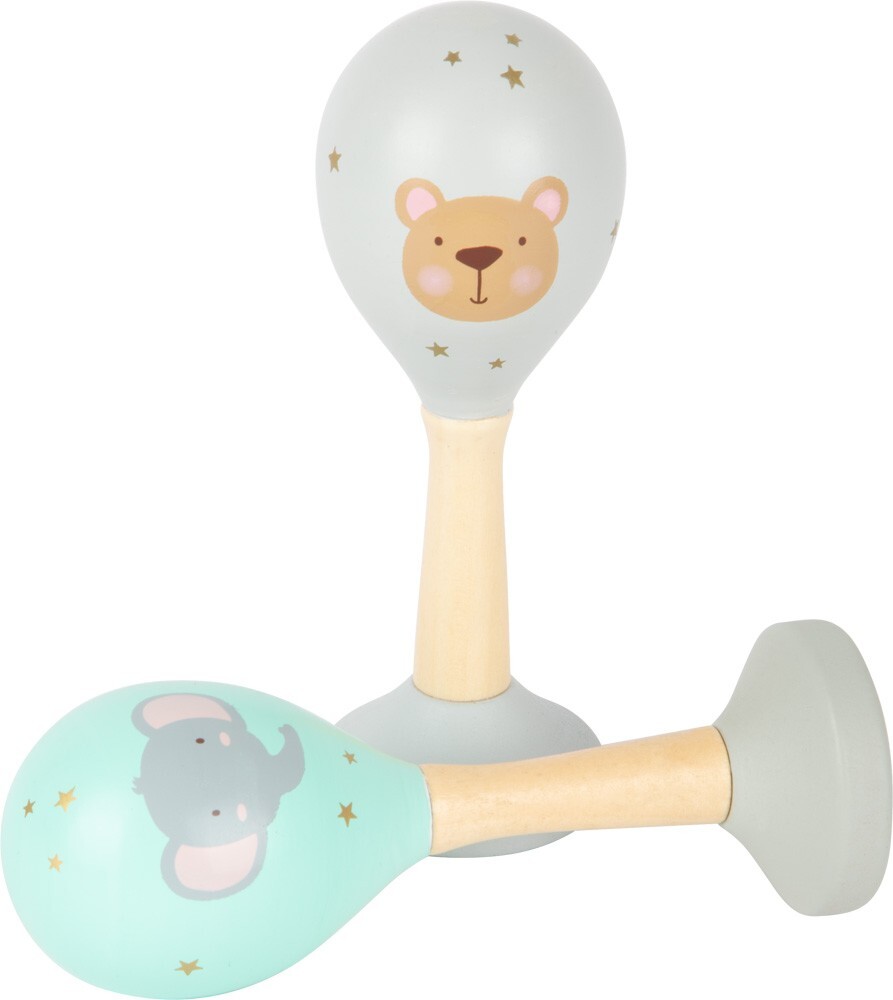Image of Small Foot - Wooden Baby Rattle Maracas Animal Set of 2