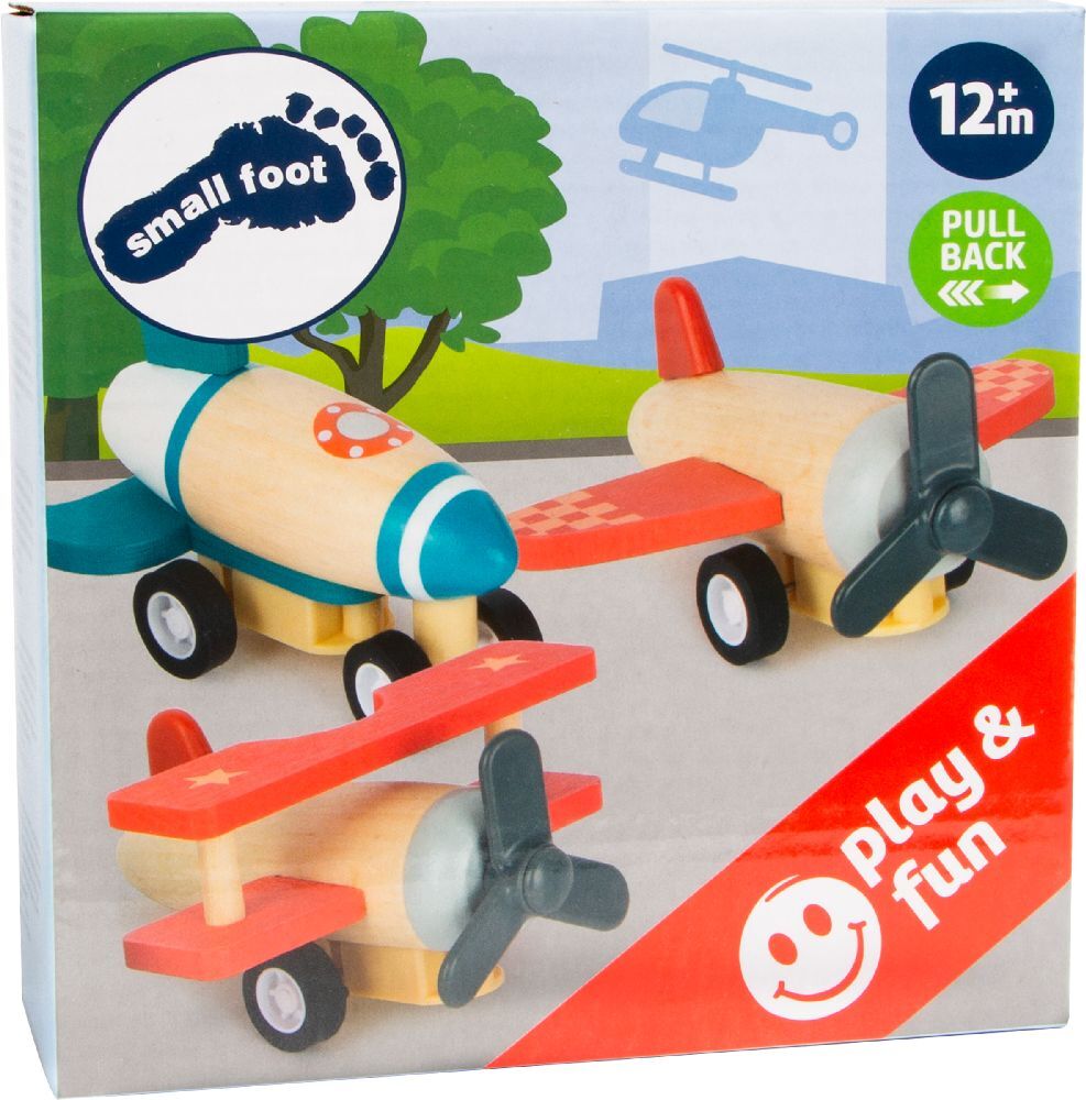Image of Small Foot - Wooden Pull-back Planes Set of 3