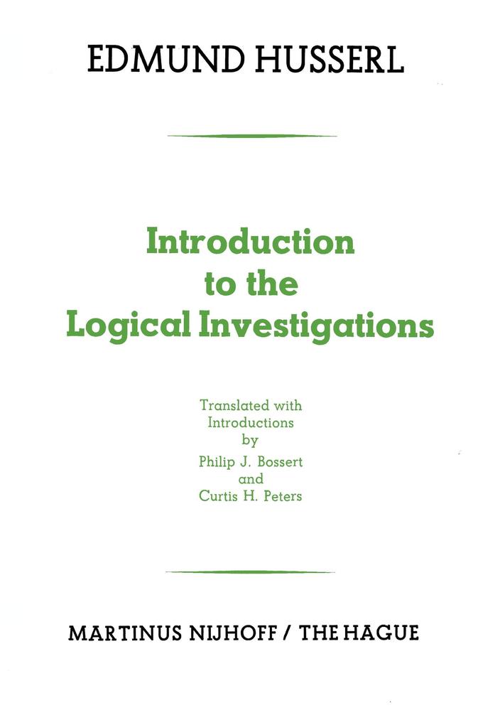 Introduction to the Logical Investigations - Edmund Husserl