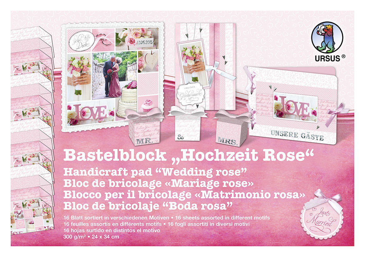 URSUS Bastelblock 'Hochzeit Rose'