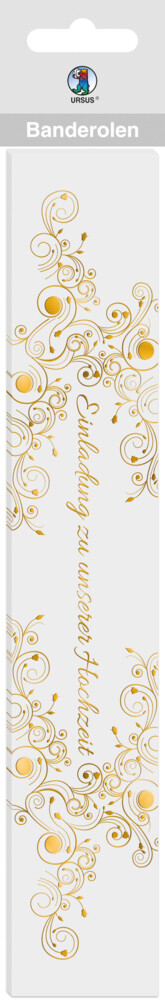 URSUS 5 Banderolen Einladung zu unserer Hochzeit weiß/gold