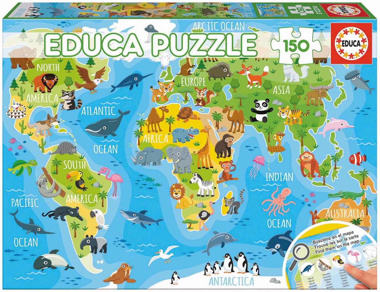Image of Educa - Tiere Weltkarte 150 Teile Puzzle **