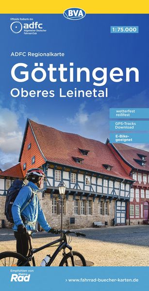 ADFC-Regionalkarte Göttingen Oberes Leinetal 1:75.000 mit Tagestourenvorschlägen reiß- und wetterfest E-Bike-geeignet GPS-Tracks Download
