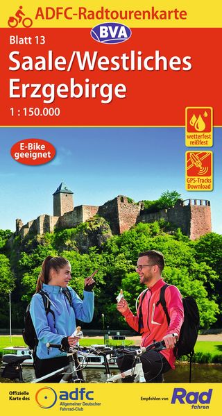 ADFC-Radtourenkarte 13 Saale /Westliches Erzgebirge 1:150.000 reiß- und wetterfest E-Bike geeignet GPS-Tracks Download