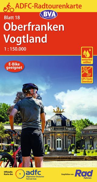 ADFC-Radtourenkarte 18 Oberfranken /Vogtland 1:150.000 reiß- und wetterfest E-Bike geeignet GPS-Tracks Download
