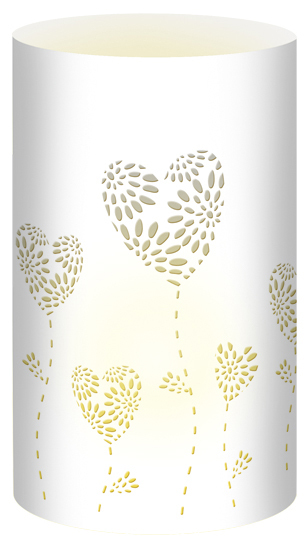 URSUS 5 Silhouetten-Tischlichter 'Filigrano - Herzblumen' weiß