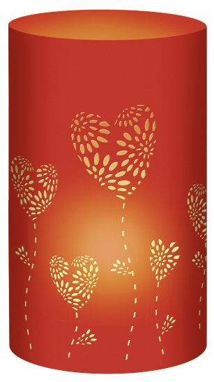 URSUS 5 Silhouetten-Tischlichter 'Filigrano - Herzblumen' rot