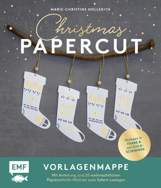 Image of Set: Christmas Papercut - Die Vorlagenmappe mit Anleitung und 20 weihnachtlichen Papierschnitt-Motiven zum Sofort-Loslegen