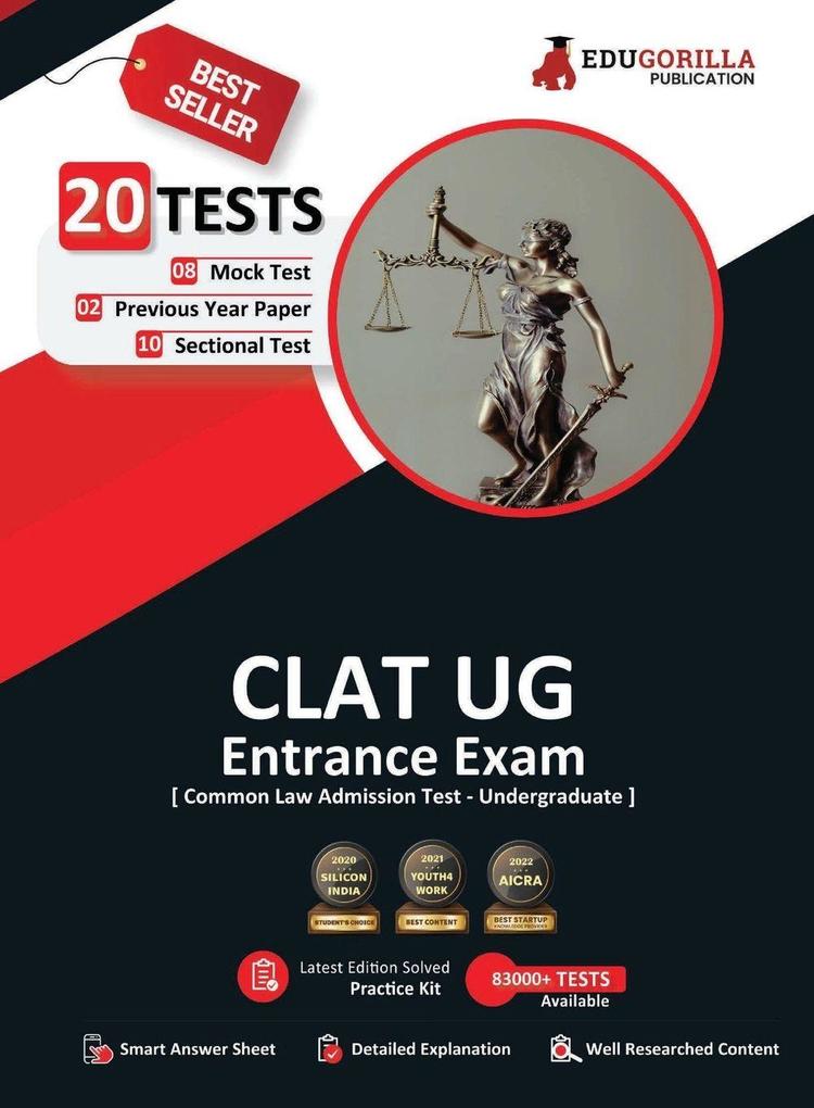 CLAT UG Exam Preparation Book 2023 - 8 Full Length Mock Tests 10 Sectional Tests and 2 Previous Year Papers (1800 Solved Questions) with Free Access to Online Tests