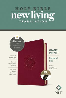 NLT Personal Size Giant Print Bible Filament-Enabled Edition (Leatherlike Aurora Cranberry Indexed Red Letter)
