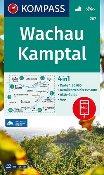 KOMPASS Wanderkarte 207 Wachau Kamptal 1:50.000