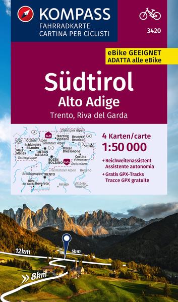 KOMPASS Fahrradkarte 3420 Südtirol / Alto Adige Trento Riva del Garda (4 Karten im Set) 1:50.000