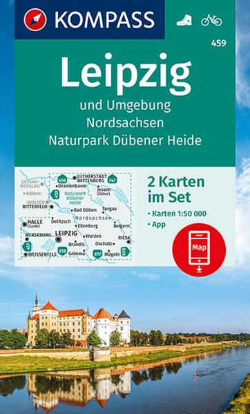 KOMPASS Wanderkarten-Set 459 Leipzig und Umgebung Nordsachsen Naturpark Dübener Heide (2 Karten) 1:50.000