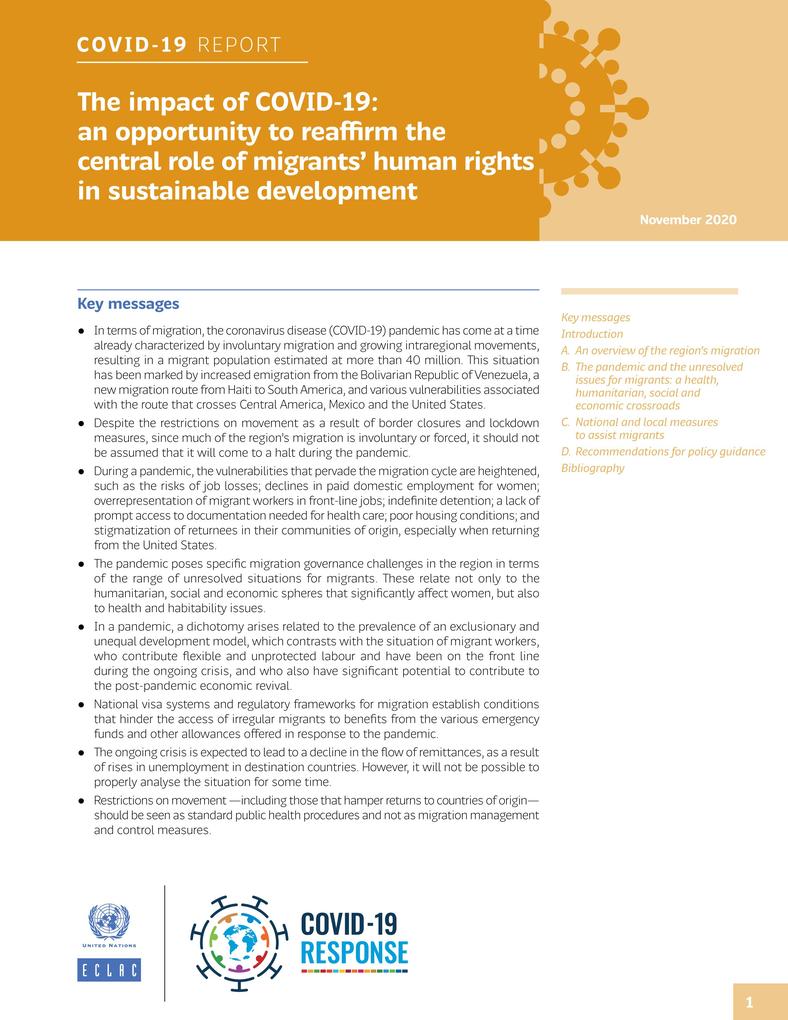 The Impact of COVID-19: An Opportunity to Reaffirm the Central Role of Migrants‘ Human Rights in Sustainable Development