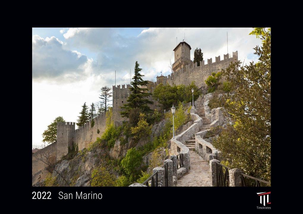 San Marino 2022 - Black Edition - Timokrates Kalender Wandkalender Bildkalender - DIN A4 (ca. 30 x 21 cm)