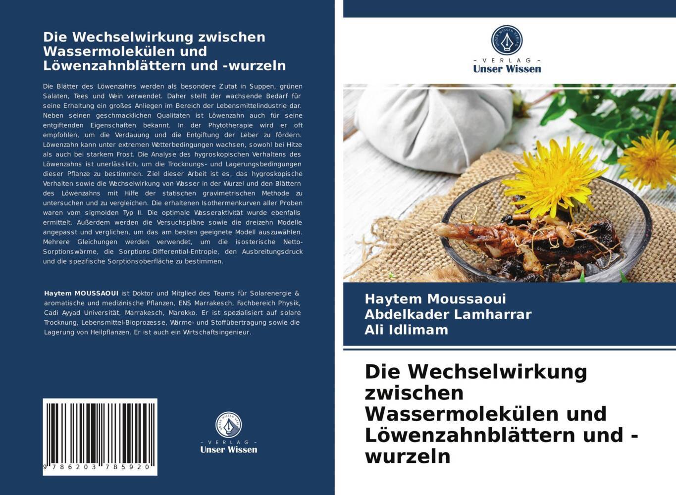 Die Wechselwirkung zwischen Wassermolekülen und Löwenzahnblättern und -wurzeln