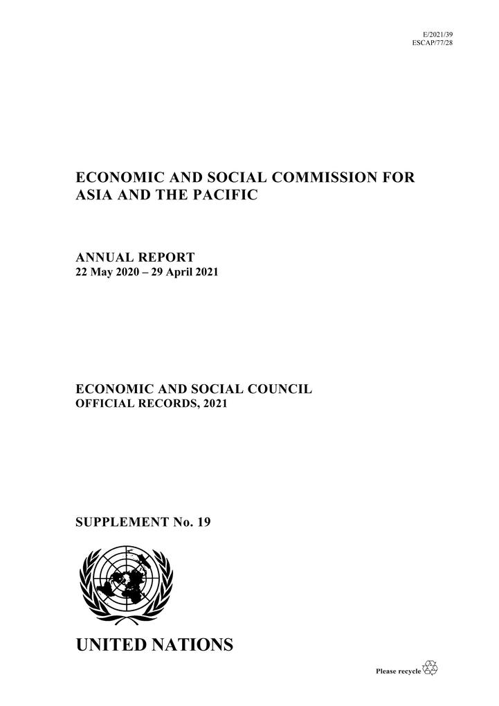 Annual Report of the Economic and Social Commission for Asia and the Pacific 2021