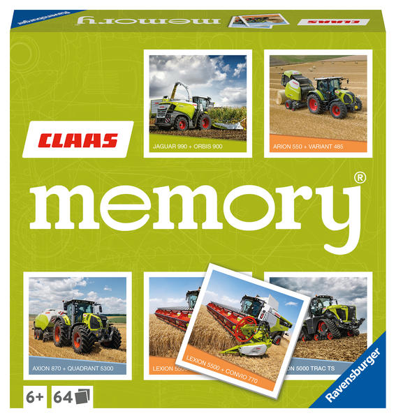 Image of Ravensburger CLAAS memory® - 20882 - der Spieleklassiker alle Landmaschinen Fans, Merkspiel 2-8 Spieler ab 6 Jahren Kinder