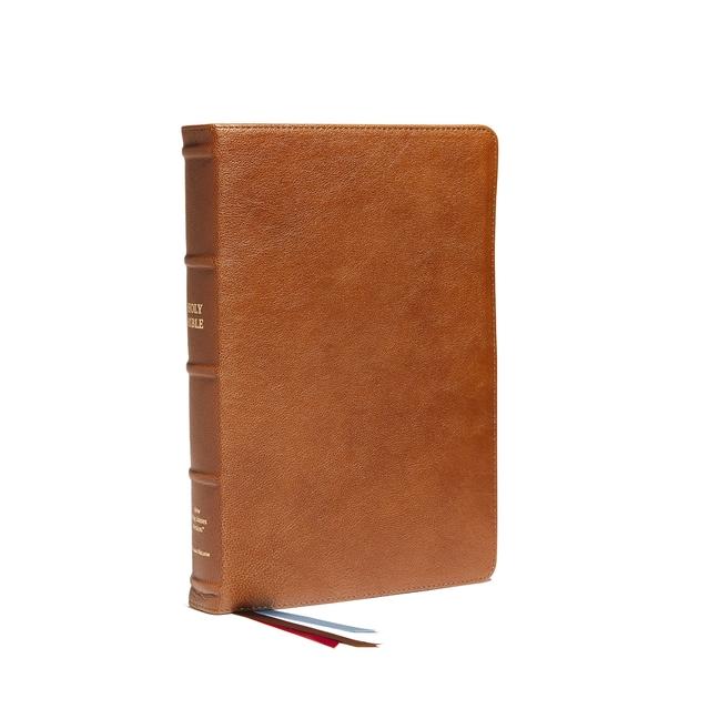 Nkjv Reference Bible Classic Verse-By-Verse Center-Column Premium Goatskin Leather Brown Premier Collection Red Letter Comfort Print