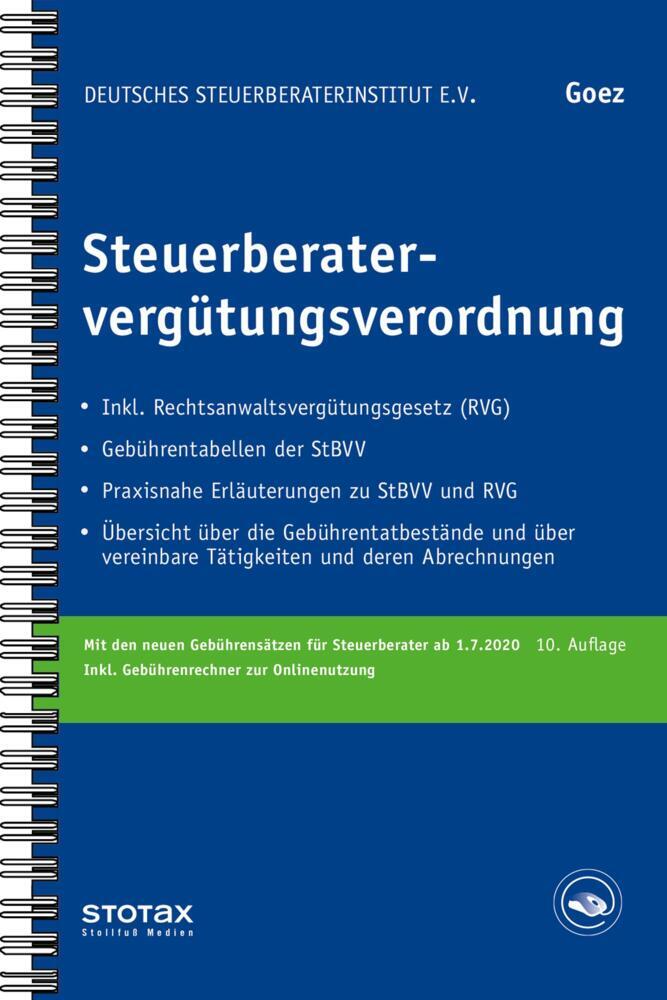 Steuerberatervergütungsverordnung m. Buch m. Online-Zugang