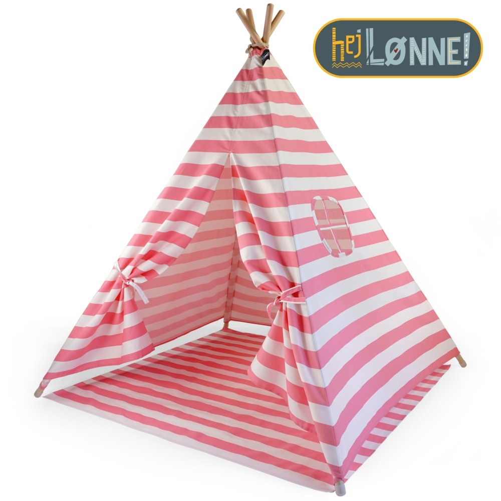 Hej Lønne Tipi Zelt für Kinder (rosa gestreift)