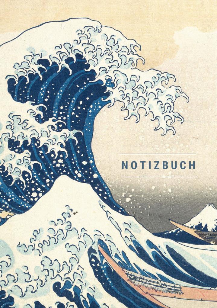 Notizbuch klein A5 Blanko - Notizheft 44 Seiten 90g/m² - Softcover Hokusai Die große Welle vor Kanagawa - FSC Papier