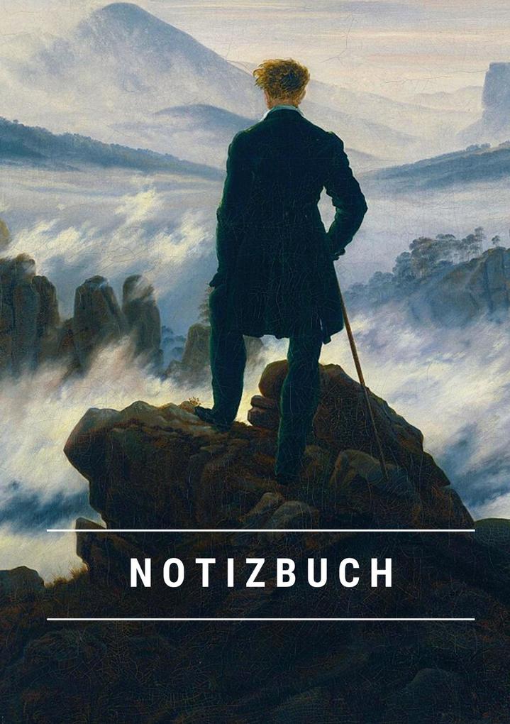 Notizbuch klein A5 Blanko - Notizheft 44 Seiten 90g/m² - Softcover Caspar David Friedrich Der Wanderer über dem Nebelmeer - FSC Papier