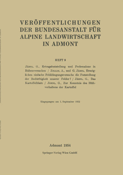 Veröffentlichungen der Bundesanstalt für alpine Landwirtschaft in Admont 9