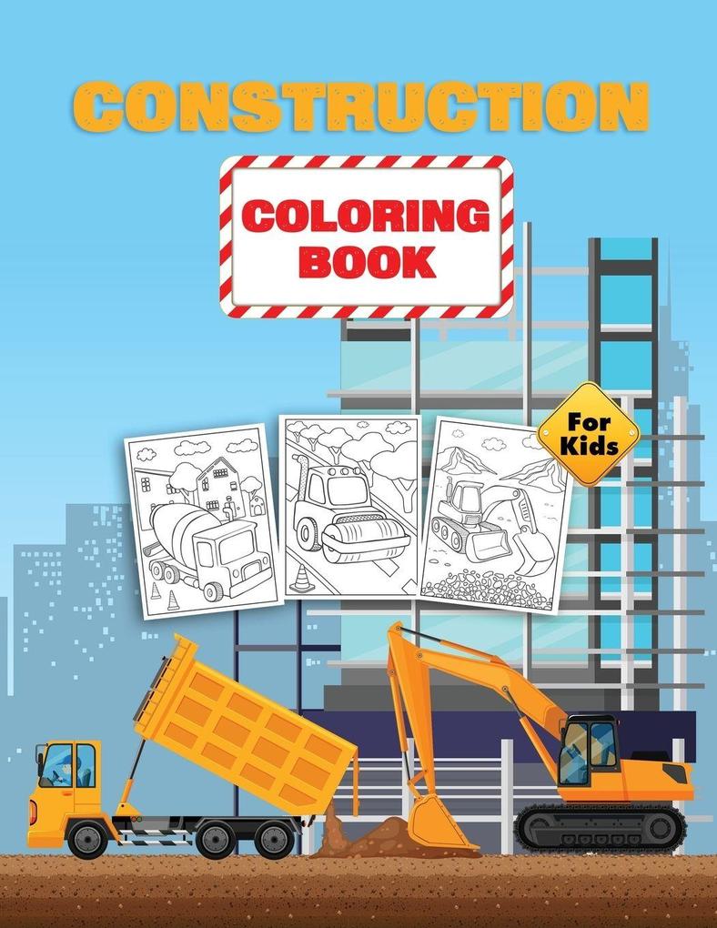 Construction Vehicles Coloring Book For Kids