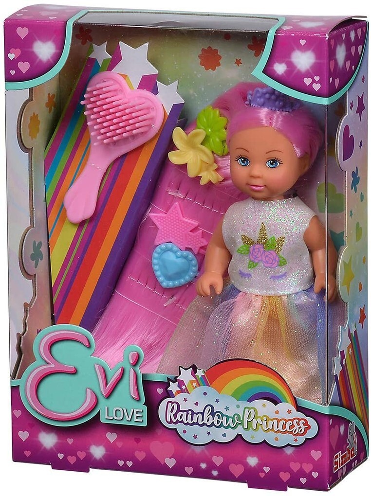 Image of Simba 105733505 - Evi Love Rainbow Princess Anziehpuppe mit Zubehör 12 cm