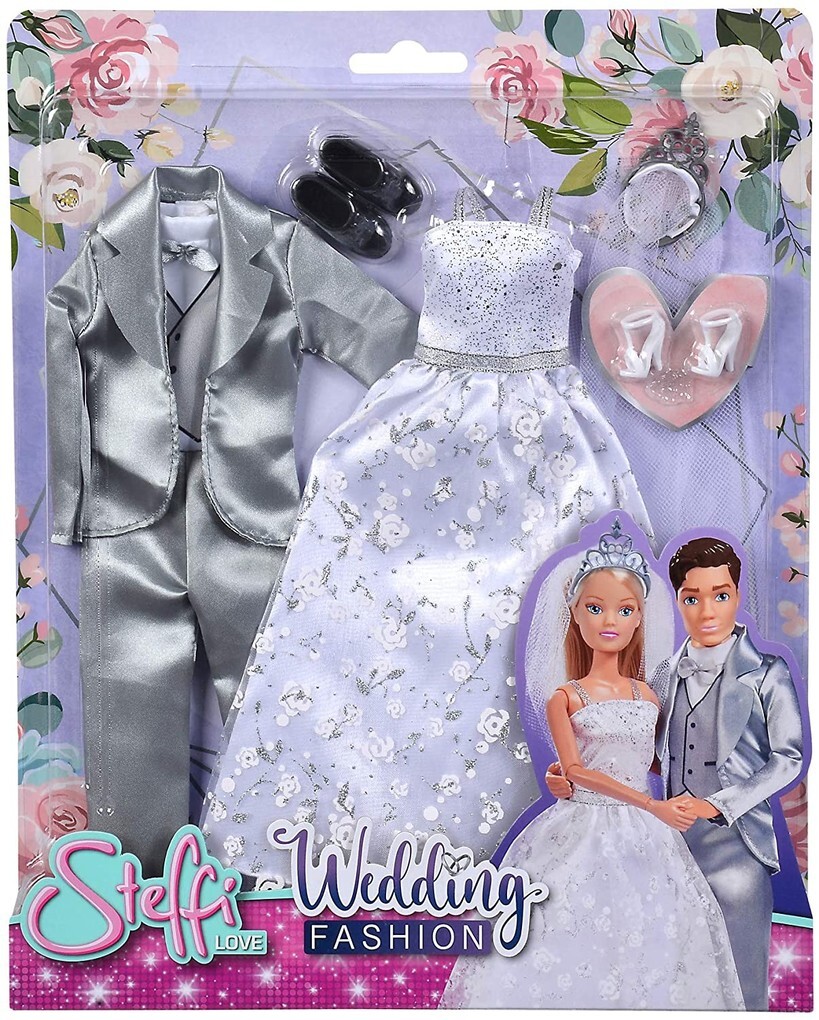 Image of Simba 105723495 - Steffi Love Wedding Fashion Brautkleid/Hochzeitsanzug mit Zubehör für Ankleidepuppen