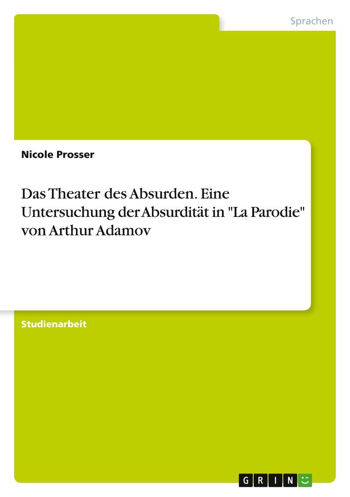 Das Theater des Absurden. Eine Untersuchung der Absurdität in La Parodie von Arthur Adamov