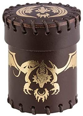 Pegasus QWOCFDR2 - Dice Cup Flying Dragon Leather Brown & Golden Würfelbecher
