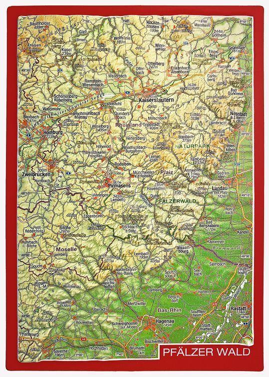 Reliefpostkarte Pfälzer Wald