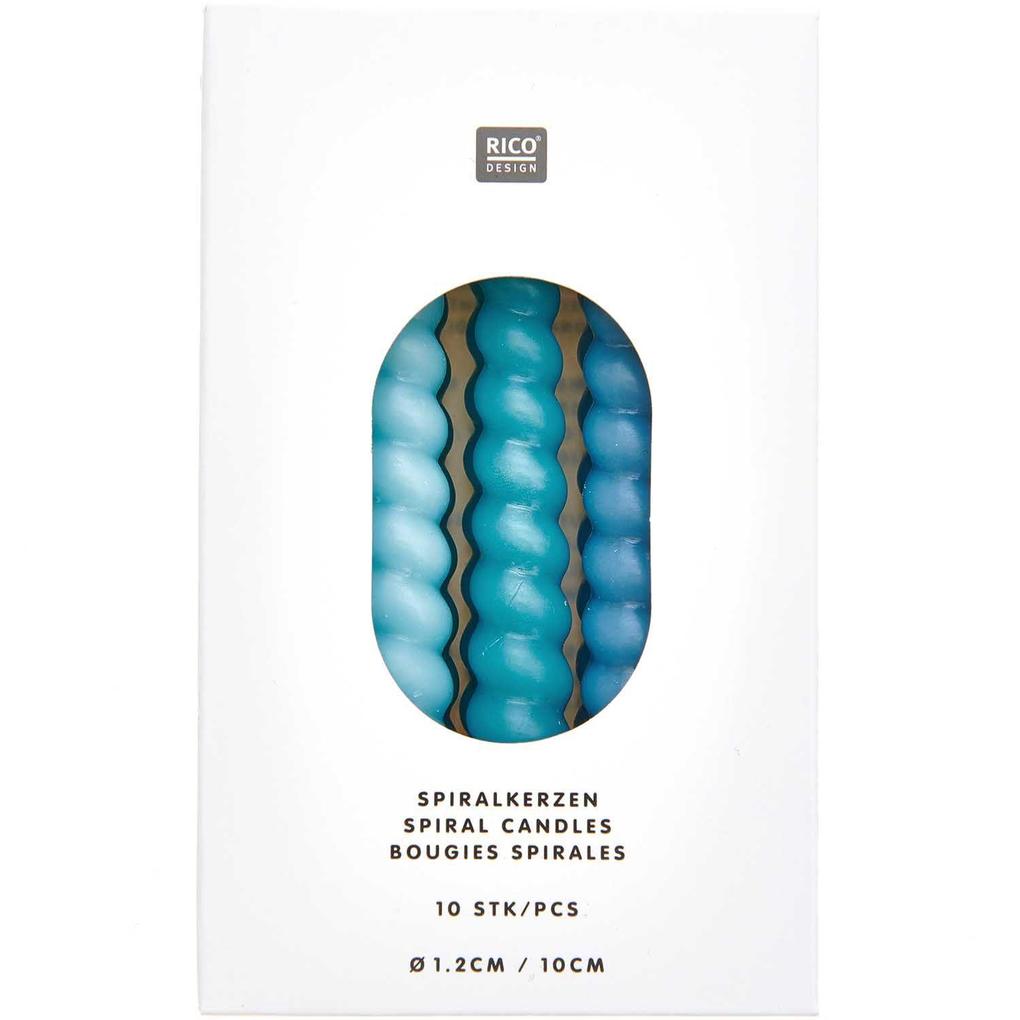 Spiralkerzen Smokey Blau Mix 10 Stk Ø 12 cm x 10 cm hoch