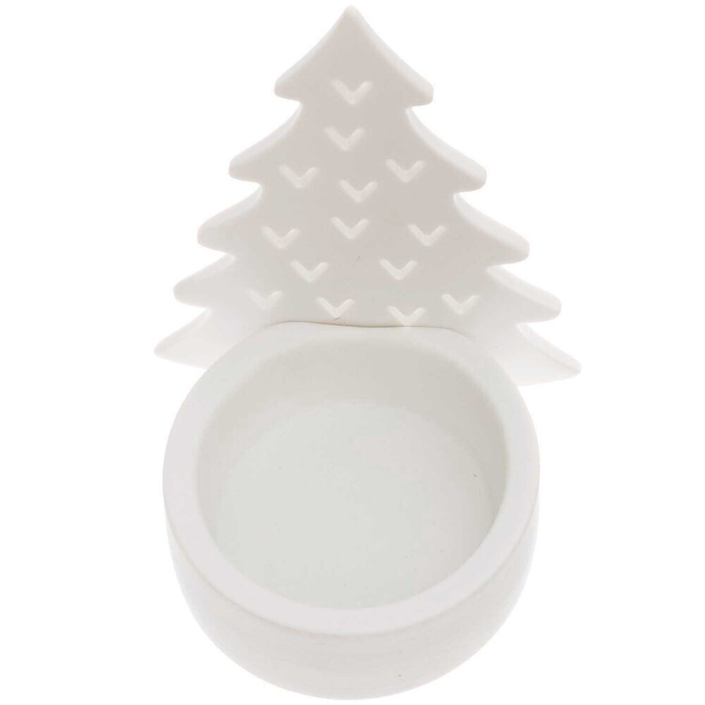 Teelichthalter Tannenbaum Keramik weiß