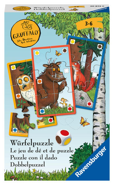 Image of Ravensburger Mitbringspiel - 20874 - Der Grüffelo Würfelpuzzle - Lustiges Würfel- und Sammelspiel mit dem Grüffelo für Kinder ab 3 Jahren