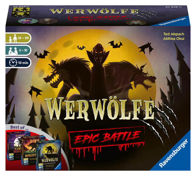 Ravensburger 26858 - Werwölfe - Epic Battle Best-of der Spielereihe für 3-10 Spieler Gesellschaftsspiel ab 10  Partyspiel