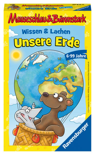 Image of Ravensburger Mitbringspiel - 20873 - Mauseschlau&Bärenstark Wissen und Lachen Unsere Erde - Quiz- und Aktionsspiel mit Fragen rund um unsere Erde