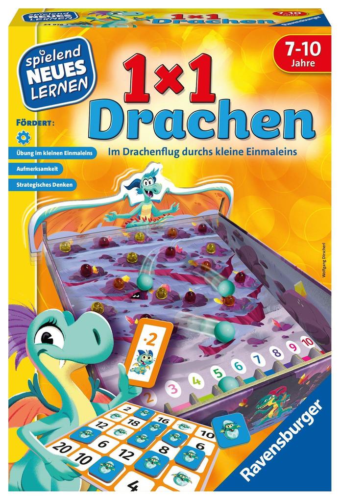 Ravensburger 24976 - 1x1 Drachen - Lernspiel für Kinder Rechenspiel für Kinder von 7-10 Jahren für 2-4 Spieler Zahlenraum 1-100 kleines Einmaleins