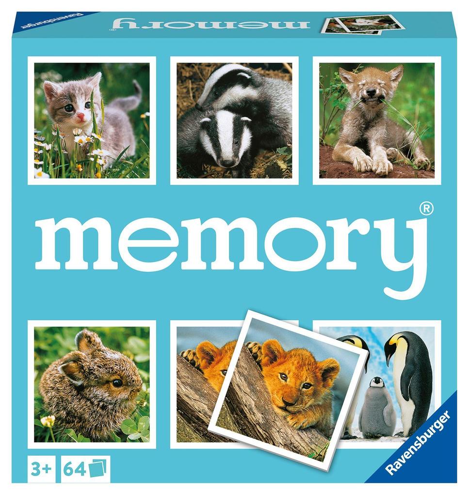 Ravensburger memory® Tierkinder - 20879 - der Spieleklassiker für Tier-Fans Merkspiel für 2-8 Spieler ab 3 Jahren