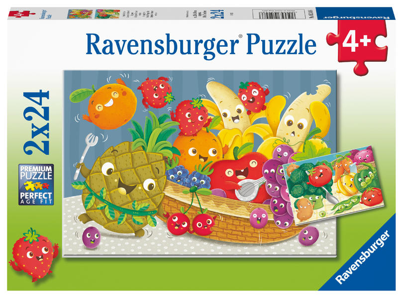 Image of Ravensburger Kinderpuzzle - Freche Früchte - 2x24 Teile Puzzle für Kinder ab 4 Jahren