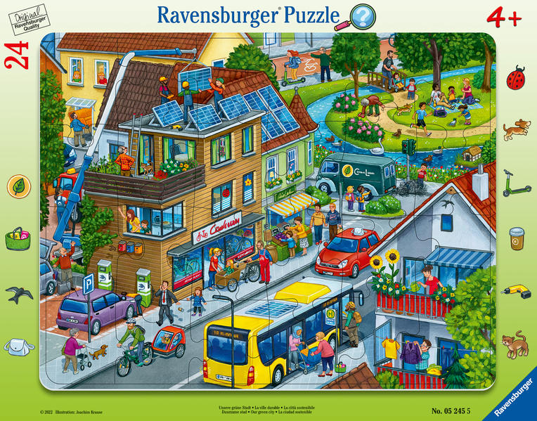 Image of Ravensburger Kinderpuzzle - Unsere grüne Stadt - 24 Teile Rahmenpuzzle für Kinder ab 4 Jahren mit Suchspiel